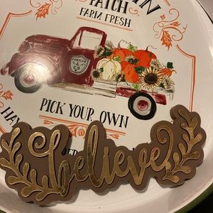 Believe Wood Sign Shelf Sitter Brown & Gold